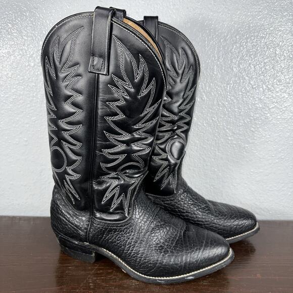 VTG Palomino 932 Black Mens Size 9 EE Leather USA Western Cowboy Boots Shoes main image 10